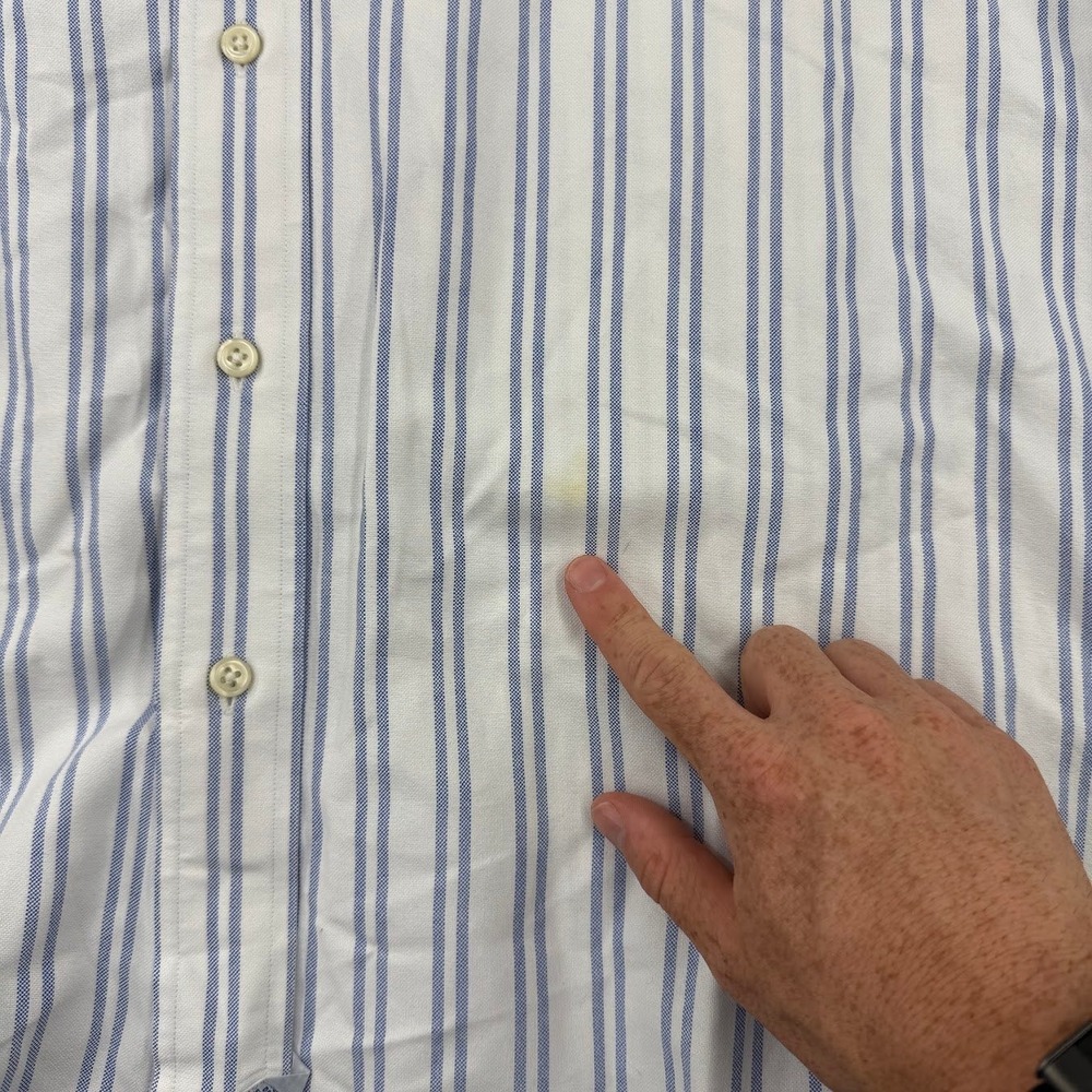 Vntg Polo Ralph Lauren Yarmouth 16.5 33 Button Down White Blue Stripe Flesh Pony - Picture 4 of 11